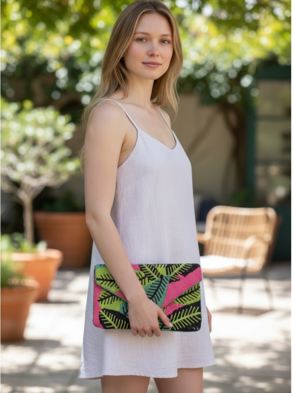 Handmade Tropical Beaded Clutch bag(002)